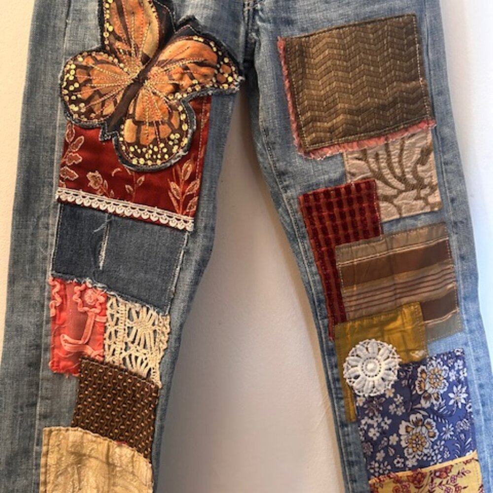 Free People Levi's RIALTO Jean Project The Evie Patchwork Butterfly Jean NEW 26 - Picture 7 of 16
